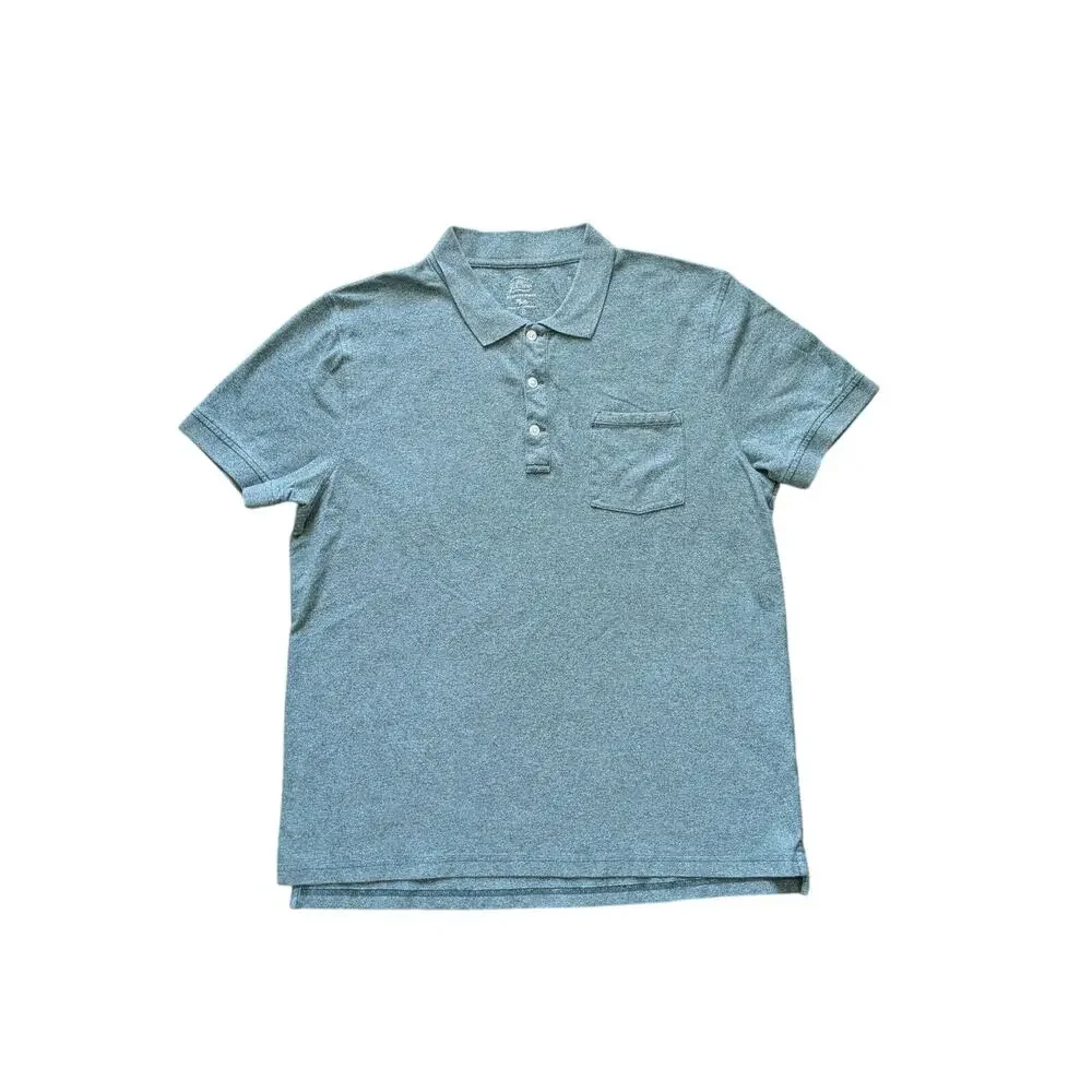 J.Crew Stretch Pique Polo Shirt Mens L Green Cotton Coastal Beachy Office Golf